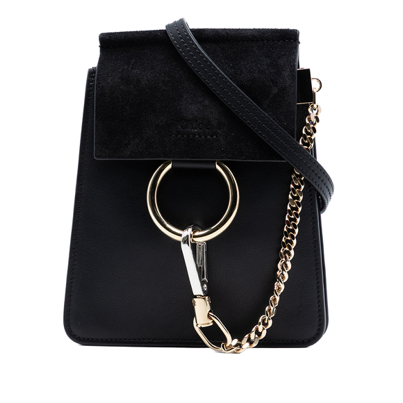 Pre-Loved Chloé Mini Calfskin and Suede Faye Bracelet Bag